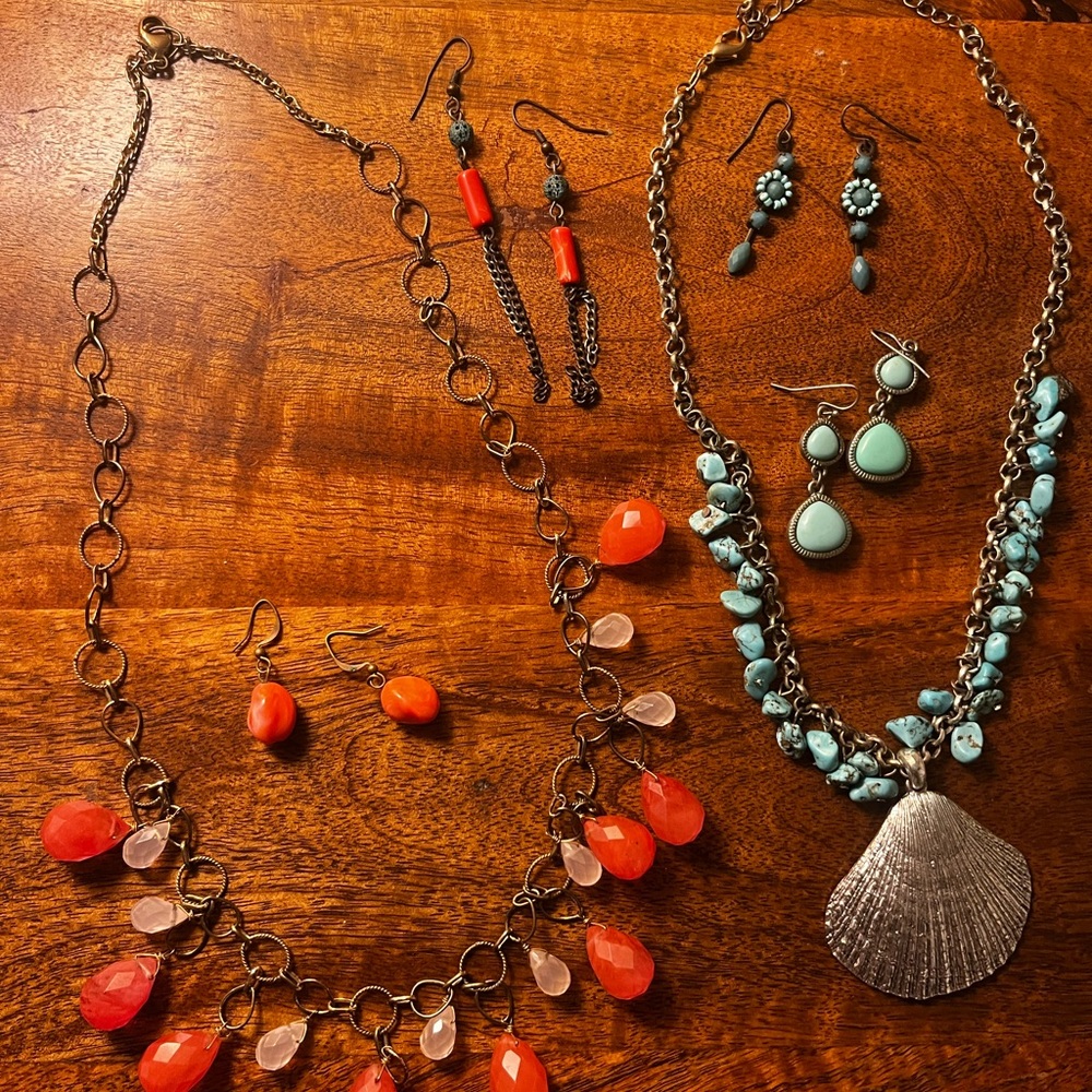 Elegant Multi-Color Necklace and Earring Sets